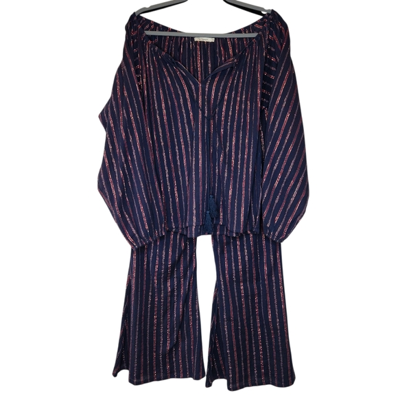 Mes Demoiselles Elize Blouse and Emmanuel Flare Pants Set Striped Size 38 - Picture 2 of 11